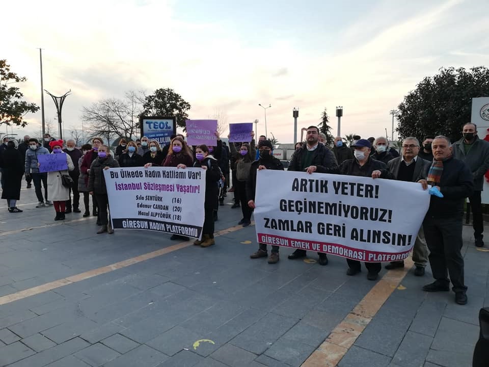 Sıla ŞENTÜRK’un katledilmesi Giresun kadın platformu tarafından protesto edildi. Sıla’nın