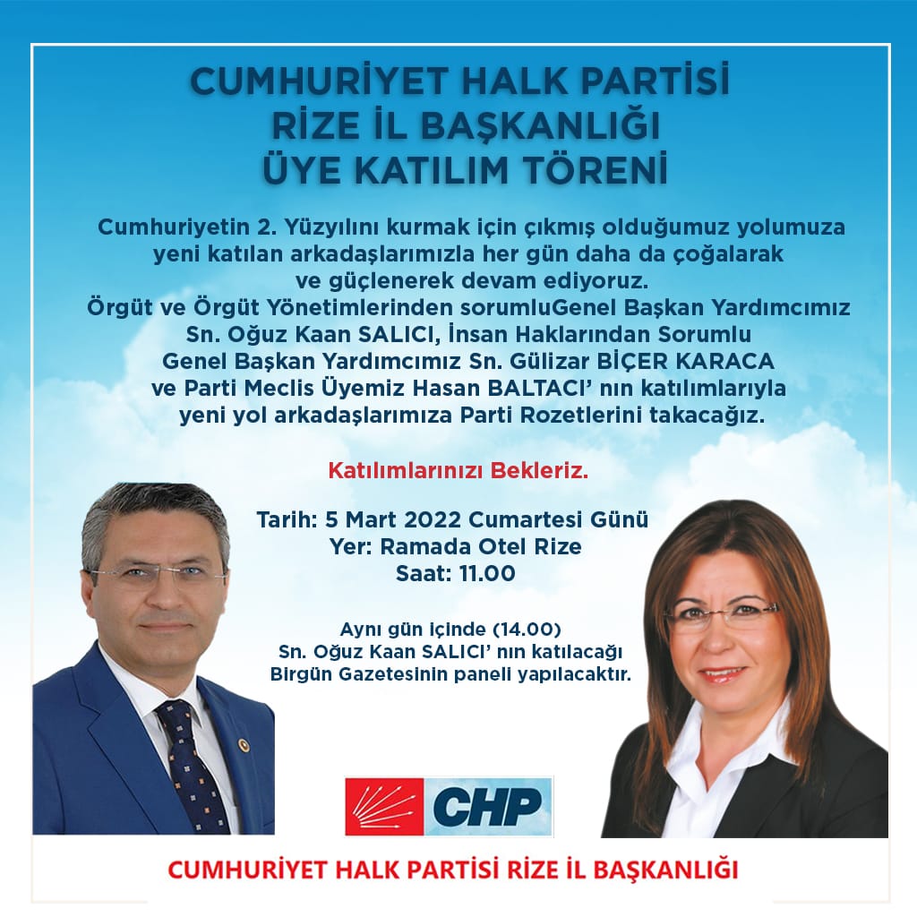 CHP il ve ilçe örgütleri Rize de yaptığı çalışmalar sonucu