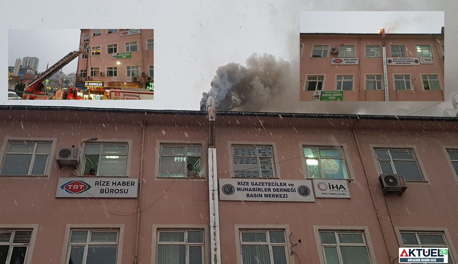 Rize merkezde TRT ve  İHA bürosunun bulunduğu binada akşam saatlerinde yangın çıktı.