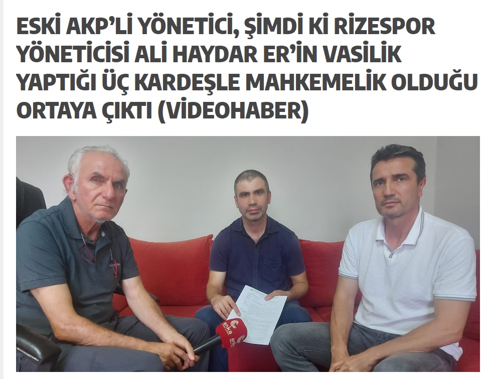 Rize’de Birçok Haber Portalı AKP’li yönetici hakkında gündem oluşturan habere yer vermedi