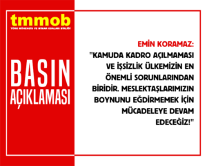 Türkiye Mühendis ve Mimar Odaları Birliği (TMMOB) Başkanı Emin Koramaz
