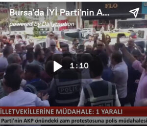 İYİ Partililerin, AKP Bursa İl Başkanlığı önündeki zam protestosuna polis