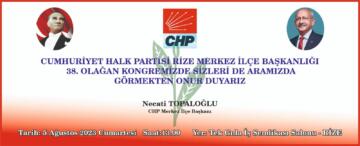 CHP Rize merkez ilçe kongresi tek adayla yarın gerçekleşecek