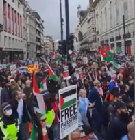 Londra’da 100 bin kişiden Filistin’e destek yürüyüşü