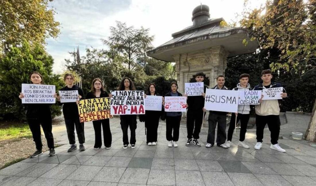 İstanbul Şişli’de okuyan lise öğrencileri yaptıkları açıklamada kadın cinayetlerine tepki