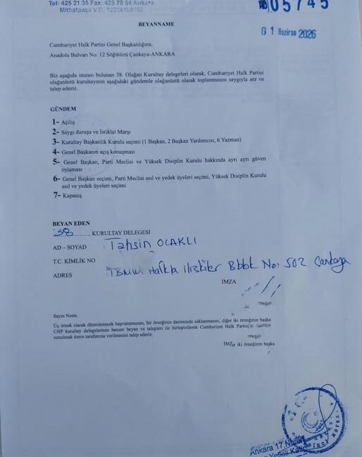 CHP Rize milletvekili Tahsin Ocaklı ,kurultay delegelerinin olağanüstü kurultay sürecinin